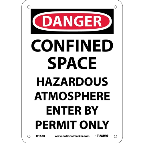 Danger Confined Space Permit Required Sign (D163R)