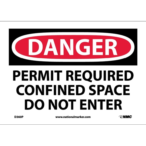 Danger Confined Space Permit Required Sign (D360P)