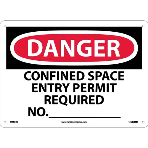 Danger Confined Space Entry Permit Required Sign (D488RB)