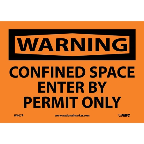 Warning Confined Space Enter By Permit Only Sign (W407P)