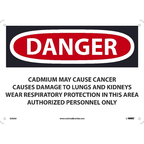 Danger Cadmium May Cause Cancer Sign (D28AB)