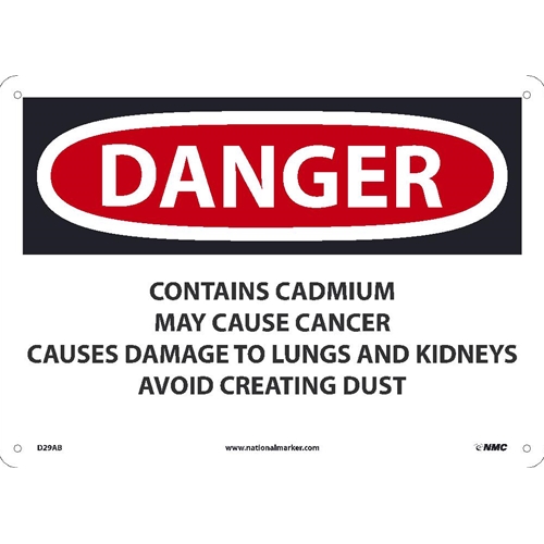 Danger Contains Cadmium May Cause Cancer Sign (D29AB)