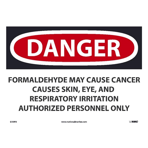 Danger Formaldehyde May Cause Cancer Sign (D30PB)