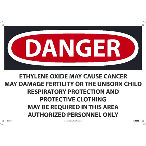 Danger Ethylene Oxide May Cause Cancer Sign (D33AC)