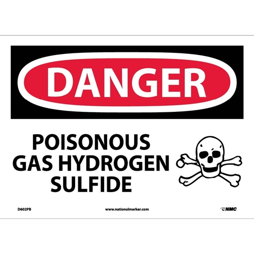 Danger Poisonous Gas Hydrogen Sulfide Sign (D602PB)