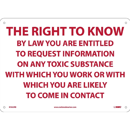 Right To Know Sign (M362RB)