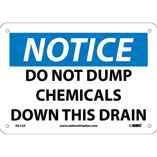 Notice Do Not Dump Chemicals Sign (N212A)