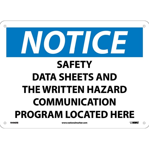 Notice Safety Information Located Here Sign (N496RB)