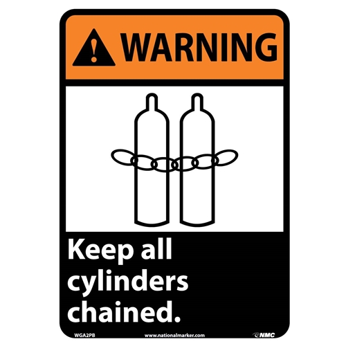 Warning Keep All Cylinders Chained Sign (WGA2PB)