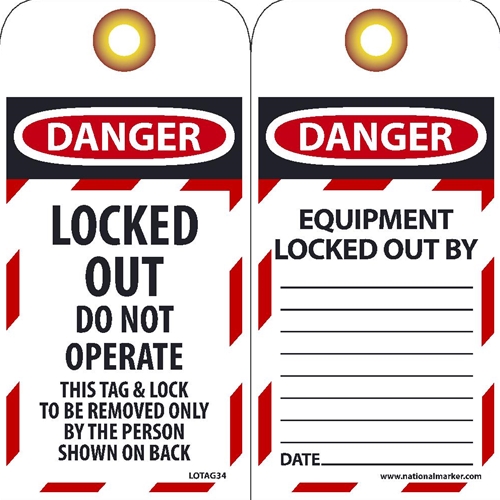 Danger Locked Out Do Not Operate Tag (LOTAG34ST)