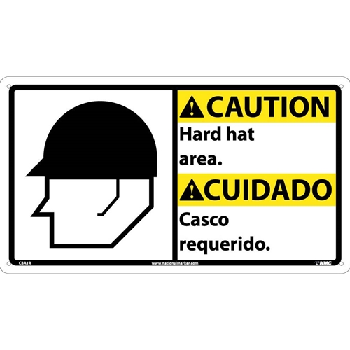 Caution Hard Hat Area Sign - Bilingual (CBA1R)