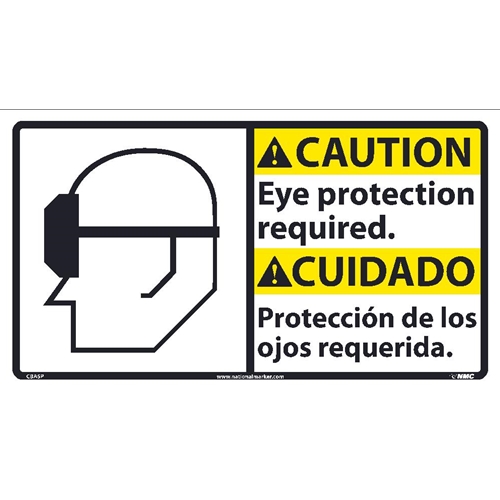 Caution Eye Protection Required Sign - Bilingual (CBA5P)