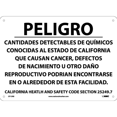 Danger Chemical Hazard Sign - Spanish (CP12RB)