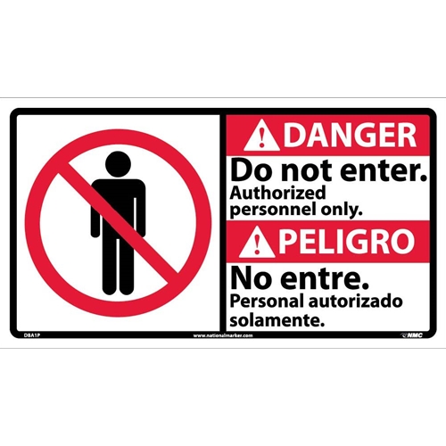 Danger Do Not Enter Sign - Bilingual (DBA1P)