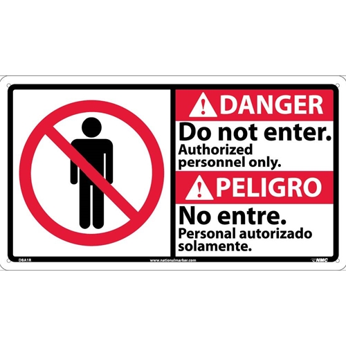 Danger Do Not Enter Sign - Bilingual (DBA1R)