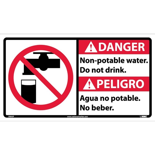 Danger Non-Potable Water Sign - Bilingual (DBA5P)