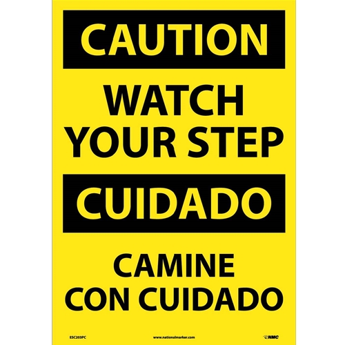 Caution Watch Your Step Sign - Bilingual (ESC203PC)