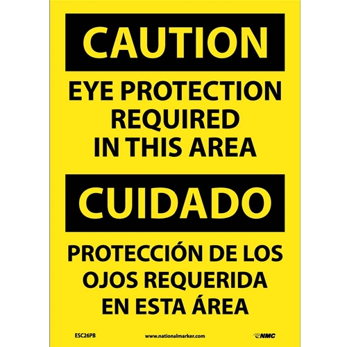 Caution Eye Protection Required Sign - Bilingual (ESC26PB)