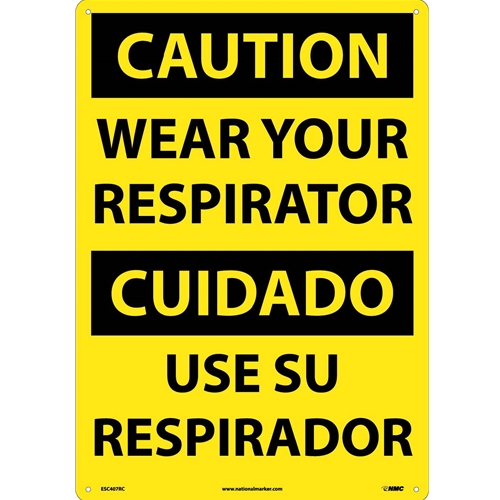 Caution Wear Your Respirator Sign - Bilingual (ESC407RC)