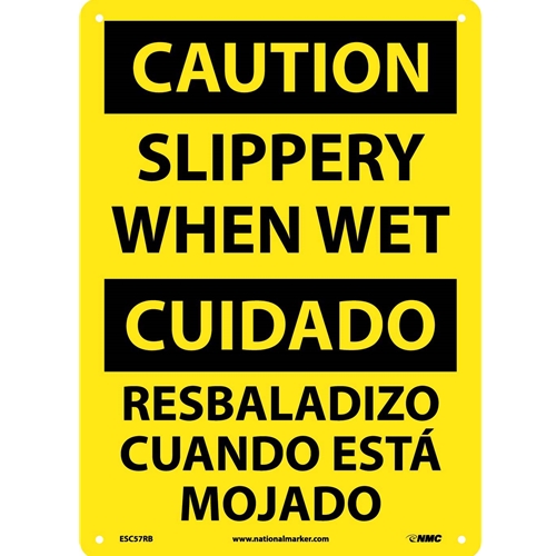 Caution Slippery When Wet Sign - Bilingual (ESC57RB)