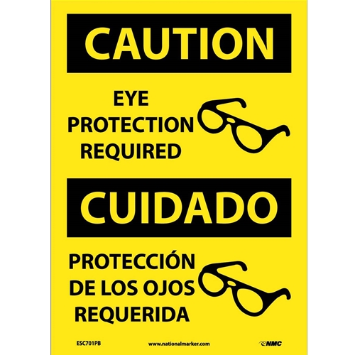 Caution Eye Protection Required Sign - Bilingual (ESC701PB)