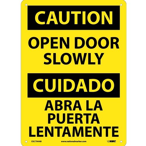 Caution Open Door Slowly Sign - Bilingual (ESC704AB)