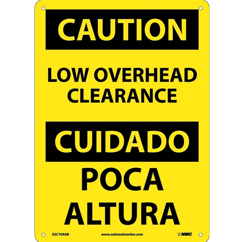 Caution Low Overhead Clearance Sign - Bilingual (ESC709AB)