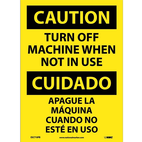 Caution Turn Off Machine Sign - Bilingual (ESC710PB)