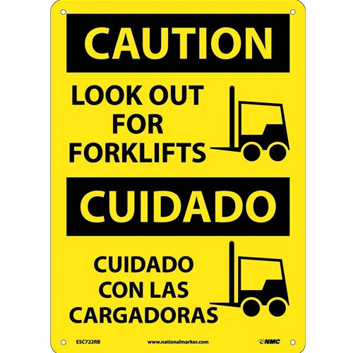 Caution Look Out For Forklifts Sign - Bilingual (ESC722RB)