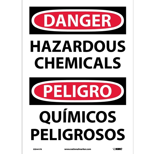 Danger Hazardous Chemicals Sign - Bilingual (ESD441PB)