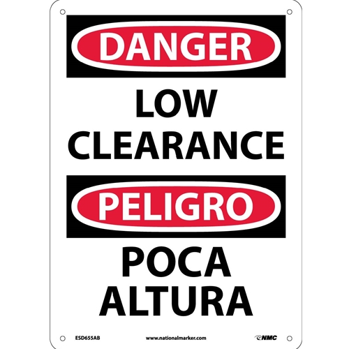 Danger Low Clearance Sign - Bilingual (ESD655AB)