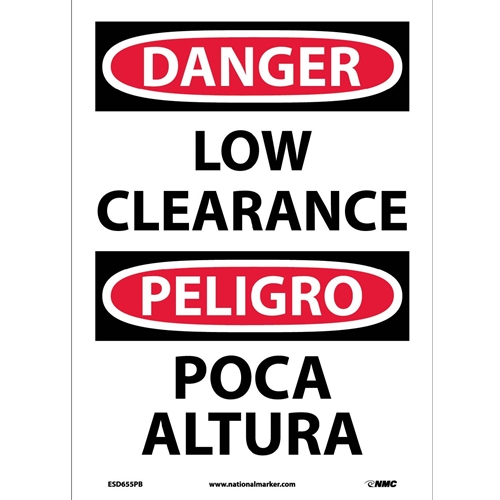 Danger Low Clearance Sign - Bilingual (ESD655PB)