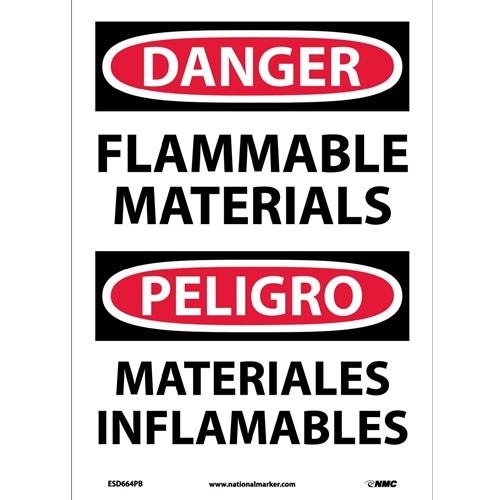 Danger Flammable Materials Sign - Bilingual (ESD664PB)