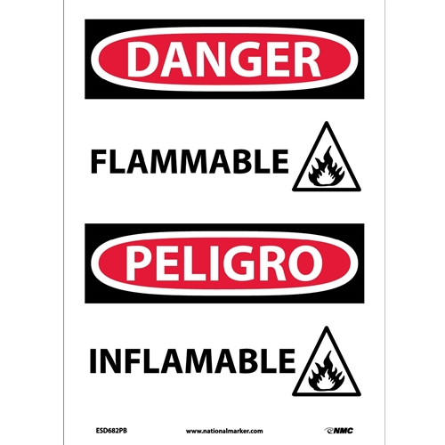 Danger Flammable Sign - Bilingual (ESD682PB)