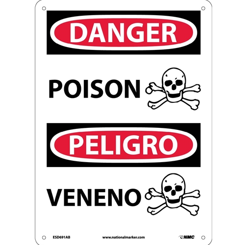 Danger Poison Sign - Bilingual (ESD691AB)
