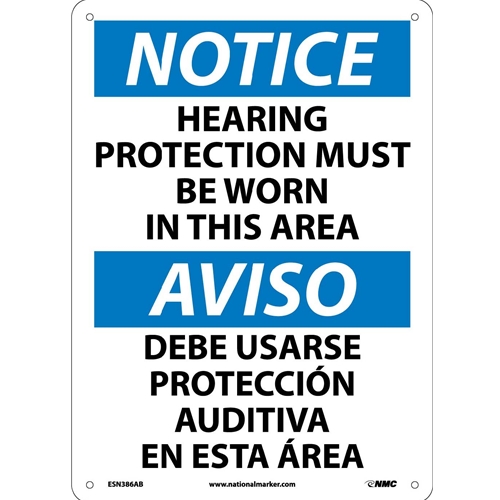Notice Hearing Protection Must Be Worn Sign - Bilingual (ESN386AB)
