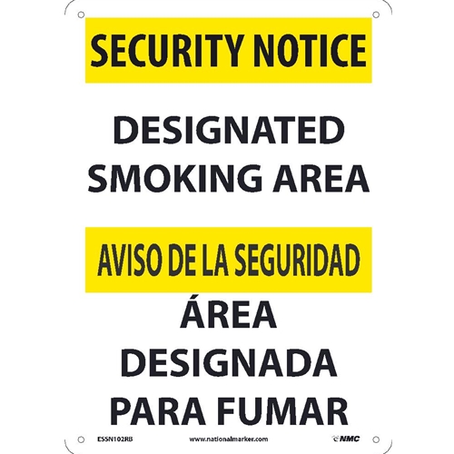 Security Notice Designated Smoking Area Sign - Bilingual (ESSN102RB)