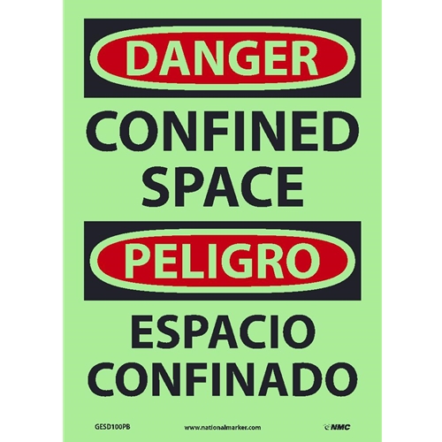 Danger Confined Space Sign - Bilingual (GESD100PB)