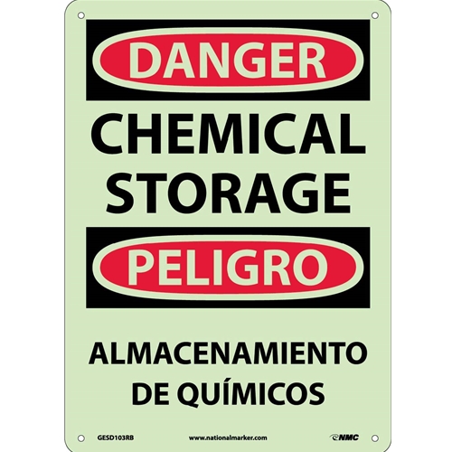 Danger Chemical Storage Sign - Bilingual (GESD103RB)