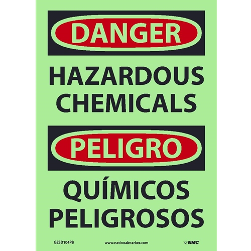Danger Hazardous Chemicals Sign - Bilingual (GESD104PB)