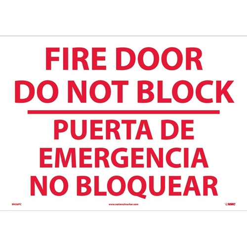 Fire Door Do Not Block Sign - Bilingual (M436PC)