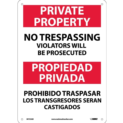 No Trespassing Sign - Bilingual (M733AB)