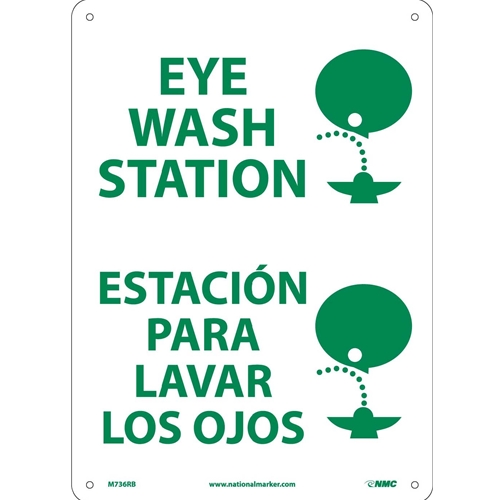 Eye Wash Station Sign - Bilingual (M736RB)