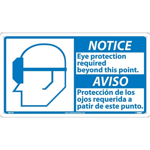 Notice Eye Protection Required Sign - Bilingual (NBA7R)
