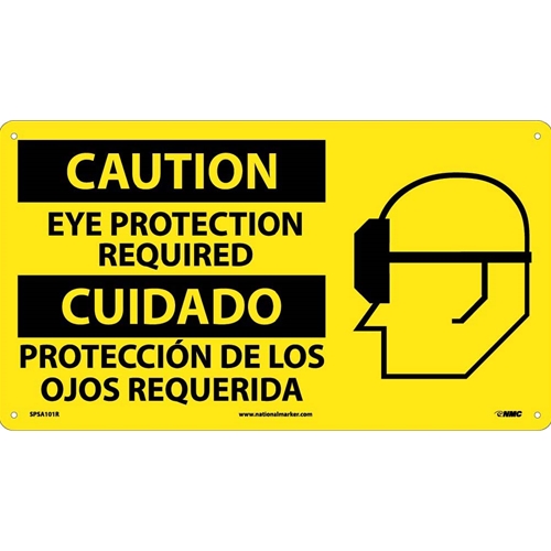 Caution Eye Protection Required Sign - Bilingual (SPSA101R)