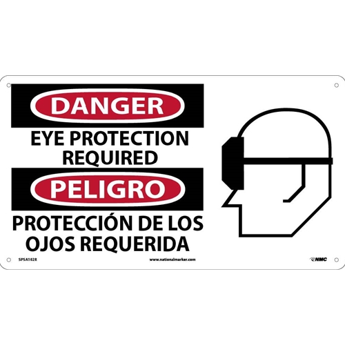 Danger Eye Protection Required Sign - Bilingual (SPSA102R)