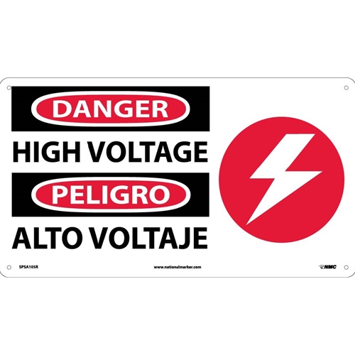 Danger High Voltage Sign - Bilingual (SPSA105R)