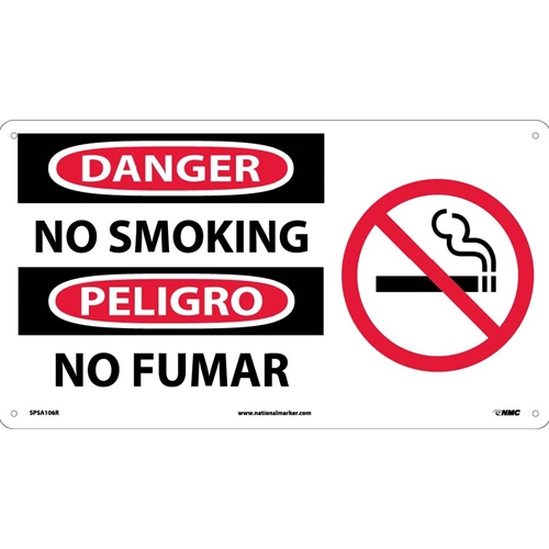 Danger No Smoking Sign - Bilingual (SPSA106R)