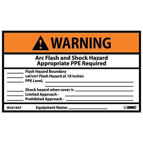 Warning Arc Flash Hazard Label (WGA18AP)
