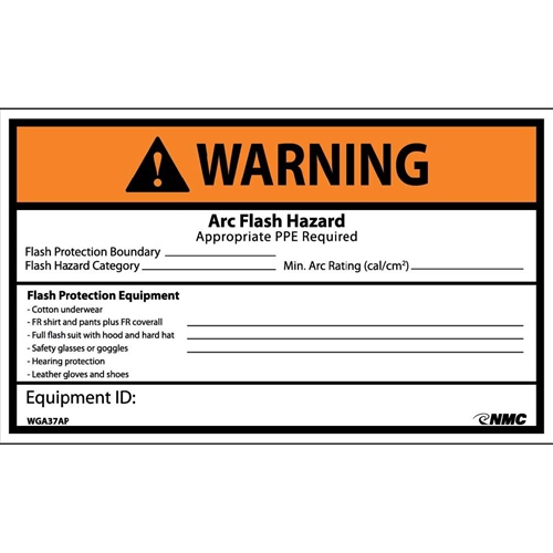 Warning Arc Flash Hazard Label (WGA37AP)